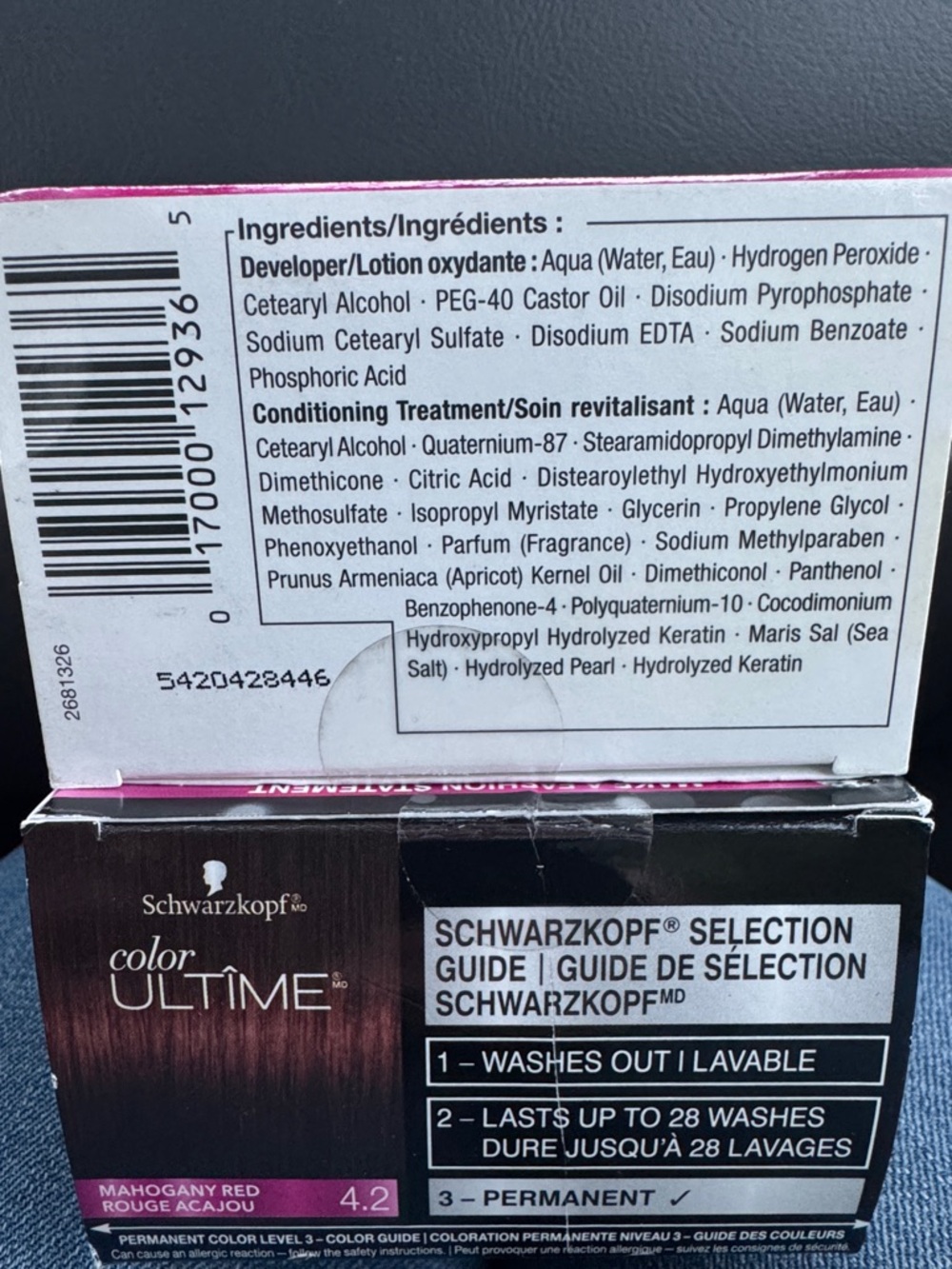 New 2 boxes Color Ultime Hair Color - Mahogany Red (4.2) - Picture 4 of 4